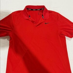 Nike Men's Red Polo Shirt with Black Logo
